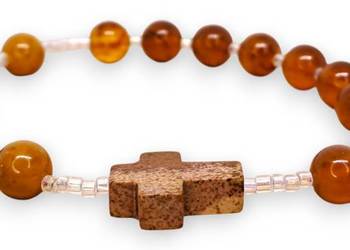 Bransoletka różaniec, dziesiątka różańca z bursztynu, BURSZTYN #1511