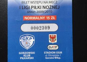 ( 220. ) Bilet Na Mecze Gorzowskiego Klubu Piłkarskiego
