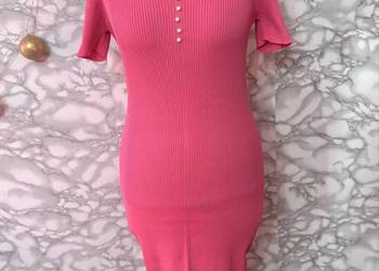 Różowa sukienka prążek biust 90/100 uniwersalna