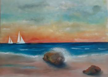 Obraz olejny wykonany na płótnie 60 cm x 80 cm werniksowany, sygnowany