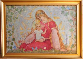JEDYNY ORYGINALNY OBRAZ OLEJNY NA PŁÓTNIE * MADONNA* E. HOMA