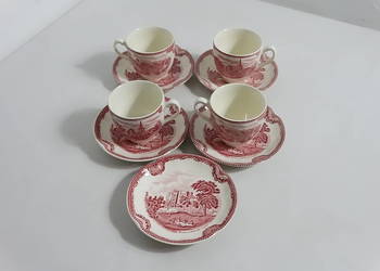 Zestaw 4 filiżanek Johnson Bros "Old Britain Castles" – Pink/Red – Made in