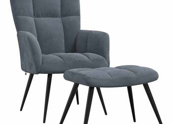 vidaXL Fotel z podnóżkiem, ciemnoszary, obity aksamitem(SKU:328085)