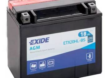 Akumulator motocyklowy 12V 18Ah 270A EN EXIDE ETX20HL-BS YTX20HL-BS P+