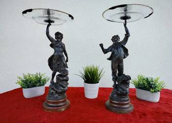 Piękny komplet starych figuralnych pater