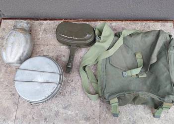 Stara wojskowa manierka menażka torba po masce patelnia Silesia