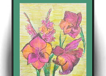 kwiaty obrazek A4, botaniczny plakat 21x30, vintage obrazek