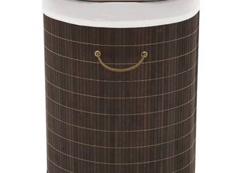 vidaXL Bambusowy kosz na pranie owalny, ciemnobrązowy kolor(SKU:242728)