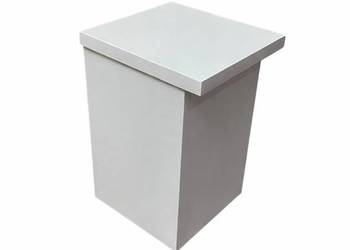 Kosz na śmieci łazienkowy biurowy pojemnik drewniany z klapą biały kolory