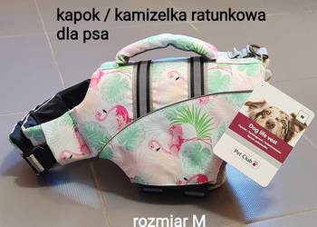 Kamizelka ratunkowa dla psa - kapok z flamingami - rozmiar M 10-20 kg