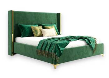 LORI łóżko z pojemnikiem ZIELONE + ZŁOTO 180x200 łóże Sypialnia