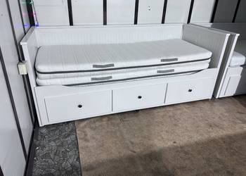 IKEA HEMNES Łóżko Leżanka z 3 szufladami, 2 materace ,białe Transport