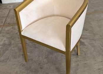 Elegancki fotel / krzesło tapicerowane premium – złota rama
