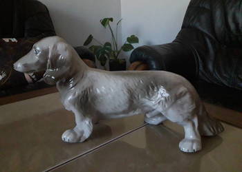 Porcelanowy duży jamnik STEATYT Z. Buksowicz UNIKAT lata 60