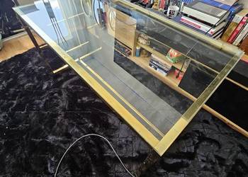 Stolik kawowy 110 x 60 Szkło metal zloty chrom