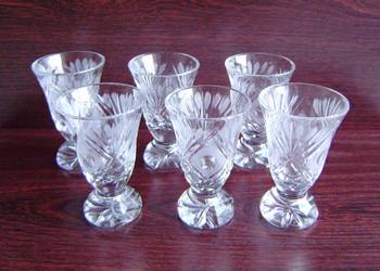 Kieliszki kryształowe do wódki komplet 6 sztuk bogate ciekawe PRL