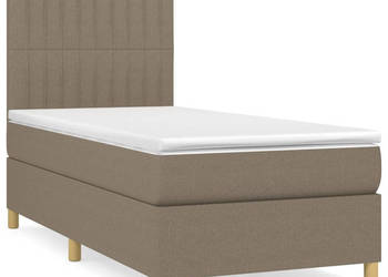 Łóżko kontynentalne z materacem taupe tkanina 90x200 cm WM-3142469