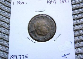 Hiszpania 1 Peseta 1947r - W gwiazdce 52