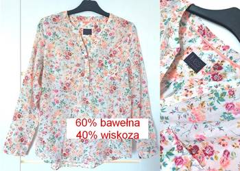 Bluzka biała kwiaty L 40 Marks&Spencer M&S wiskoza bawełna