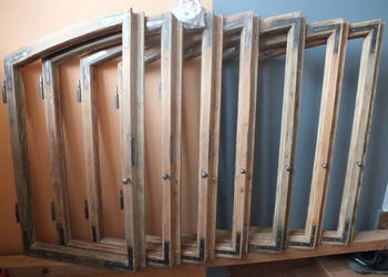 Stare okna drewniane---około 1920-30 rok--- 7 sztuk