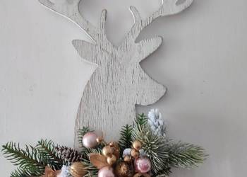 Stroik świąteczny ścienny renifer, wianek jeleń
