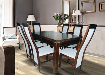 Stół Dębowy VERONA + 6 krzeseł Lite Drewno KANZAS