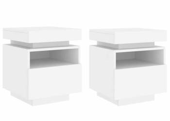 vidaXL Szafki nocne z oświetleniem LED, 2 szt., białe,(SKU:836785)