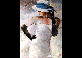 Kowalik - " Latte " - 50x70cm Obraz Olejny Dziewczyna Impresja Kobieta Dama