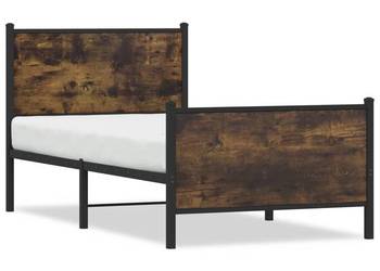 vidaXL Metalowa rama łóżka, bez materaca, przydymiony dąb(SKU:4007678)