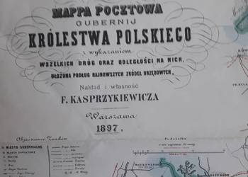 MAPA POCZTOWA GUBERNIJ KRÓLESTWA POLSKIEGO