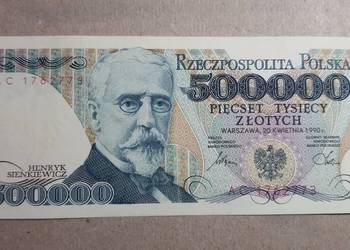 RZADKOŚĆ L9 !!! 500000 złotych 1990 s. AC 1-/2+ !!!