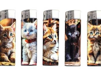 Zestaw 5 sztuk Klasycznych Zwykłych Zapalniczek Gazowych Piezo z Kotkami