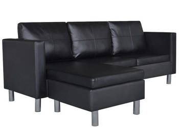 Sofa 3-osobowa skóra syntetyczna czarna WM-241979