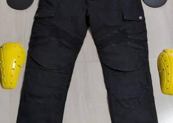 Czarne spodnie motocyklowe XS + ochraniacze kolana I bioder - Bojówki Cargo