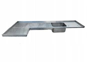 Blat narożny ze zlewem 285 cm x 126.5 cm - GRUBA STAL