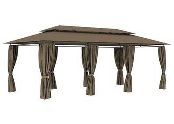 vidaXL Altana z zasłonami, 600x298x270 cm, kolor taupe, 180 g/m²(sku312247)
