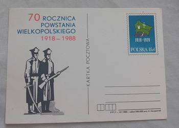 Pocztówka: 70 rocznica Powstania Wielkopolskiego 1918-1988. PPTiT.