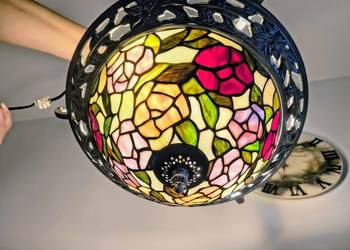 Tiffany lampa wisząca witrażowa plafon - kwiaty