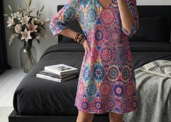 Sukienka boho mandala vintage – UNI z kieszeniami