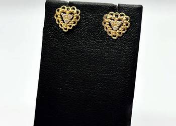 Złote kolczyki pr 585 0,95g Sztyft, Serce