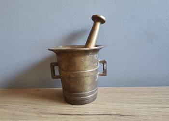 Stary mosiężny moździerz 1,4 kg, stary mosiądz