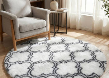 Dywan okrągły do salonu shaggy DECOR antypoślizgowy miękki puszysty 120x12…