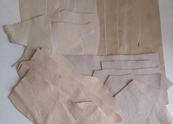 Skóra (725 g) Licowa Włoska średnie i małe kawałki Ecru Kremowy Beżowy