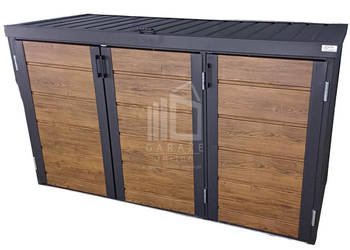 wiata śmietnikowa obudowa kubłów 275x80x120 cm 4x240L ciemny orzech ID506