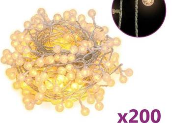 vidaXL Lampki świąteczne, 20 m, 200 diod LED, ciepła biel（SKU:328810）
