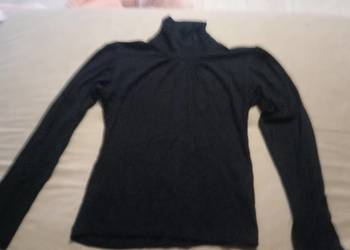 Czarny golf damski Megi Collection M/L dopasowany marszczony - wiskoza
