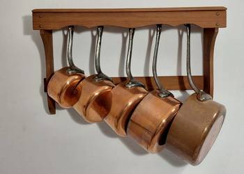 Zestaw pięciu Francuskich rondli miedzianych