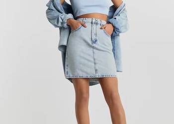 Spódnica Gina Tricot jeansowa jasna 36 S denim dżins mini bl