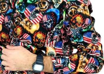 DANIEL BESSI Koszula Męska Fb0051 Czachy, USA, Kolorowa, flaga różne rozm.