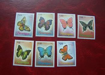 Nikaragua 1986 MNH Mi. 2717/23 Fauna Owady Motyle  a